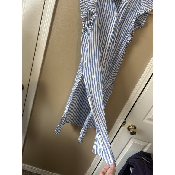Maeve by Anthropologie Striped Button Down Tunic Women Medium Blue White Small - Picture 8 of 12